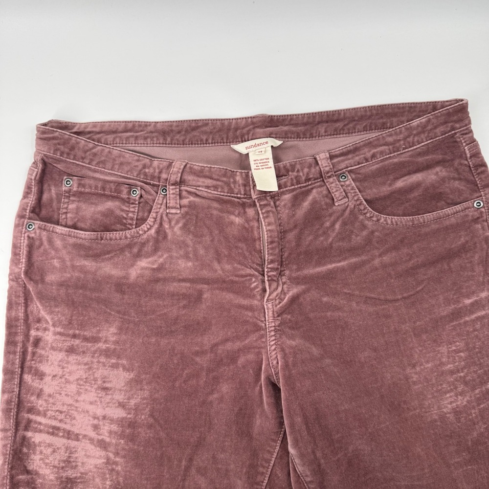 Sundance Women 14 Dusty Rose Mauve Velvet Straight Leg Pants Stretch Cotton